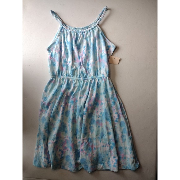 SO Other - SO‎ Girls Tie Dye Braided Strap Dress Blue Pink Purple Size L 10/12 NEW